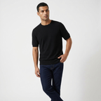 Merino Wool Crewneck Tee — Black