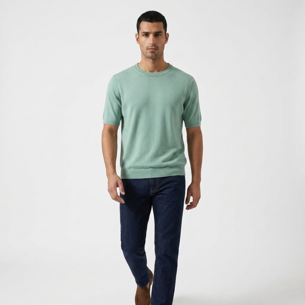 Merino Wool Crewneck Tee — Green