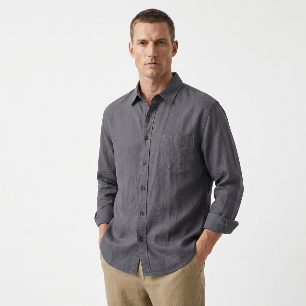 Coastline - Linen Button-Up — Grey