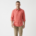Coastline - Linen Button-Up — Red
