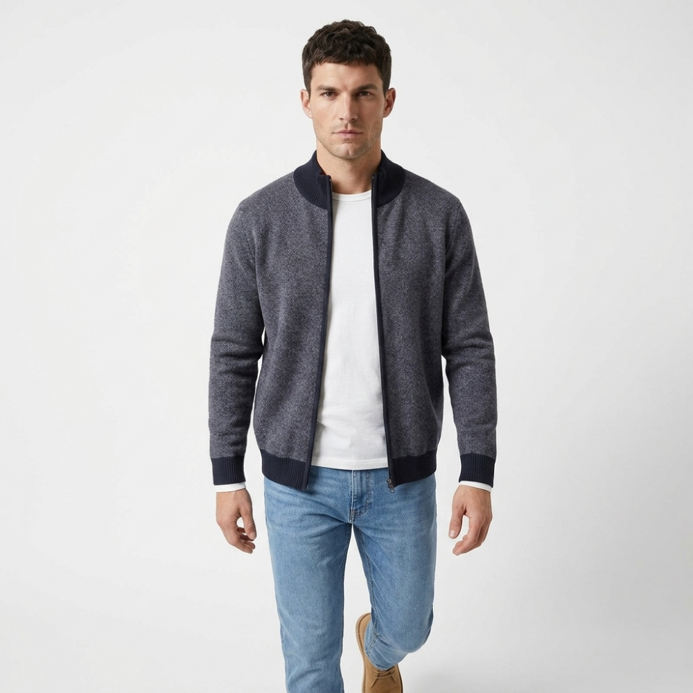 Sterling - Cashmere Wool Zip Jacket — Blue