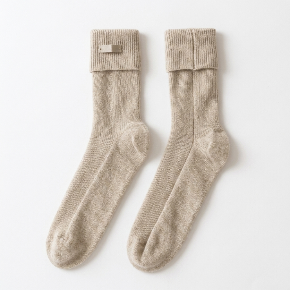 Brookline - Wool Crew Socks — Beige