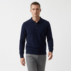 Theo – Wool Knit Polo — Navy Blue
