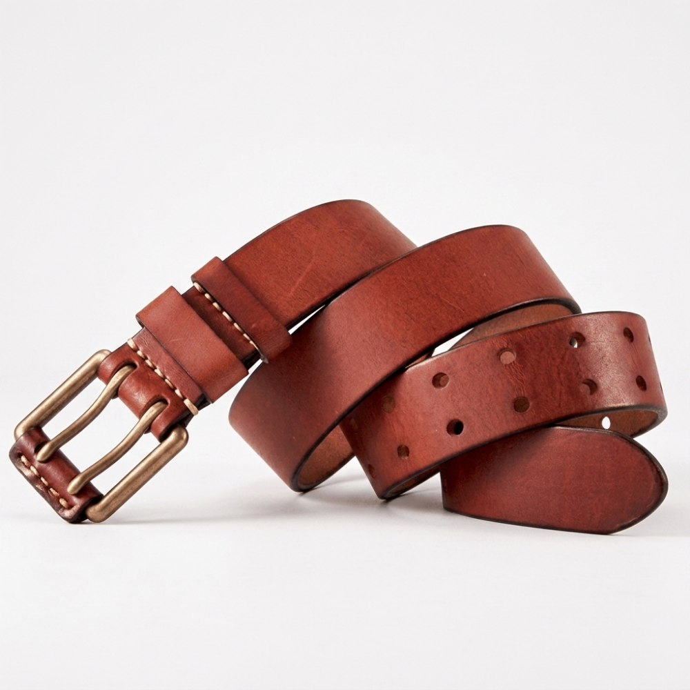 Ironmark – Double Prong Leather Belt — Cognac