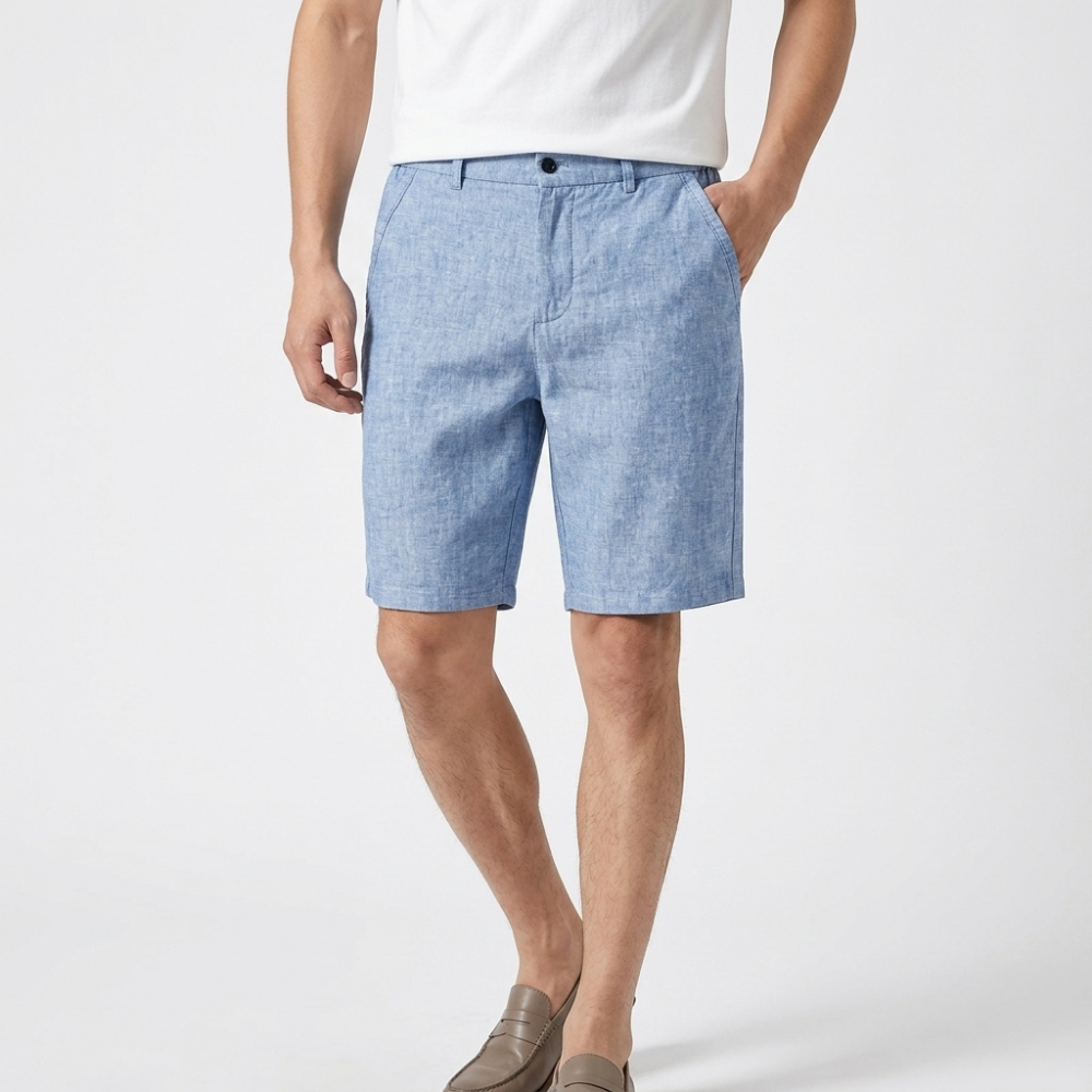 Marlow - Linen Shorts — Light Blue