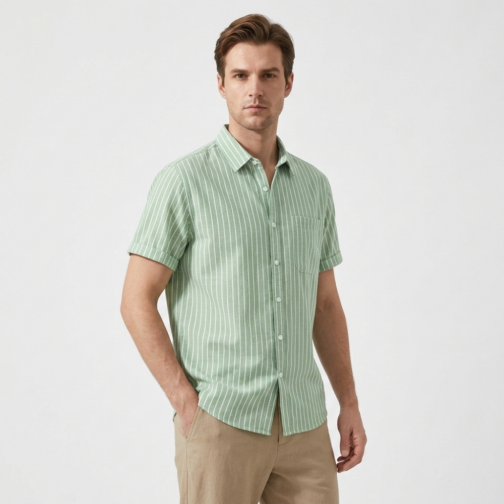 Seaway - Cotton Stripe Shirt — Green
