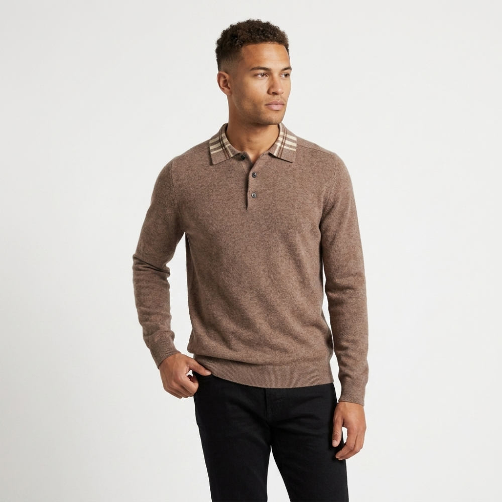 Barron – Wool Polo Sweater — Tan