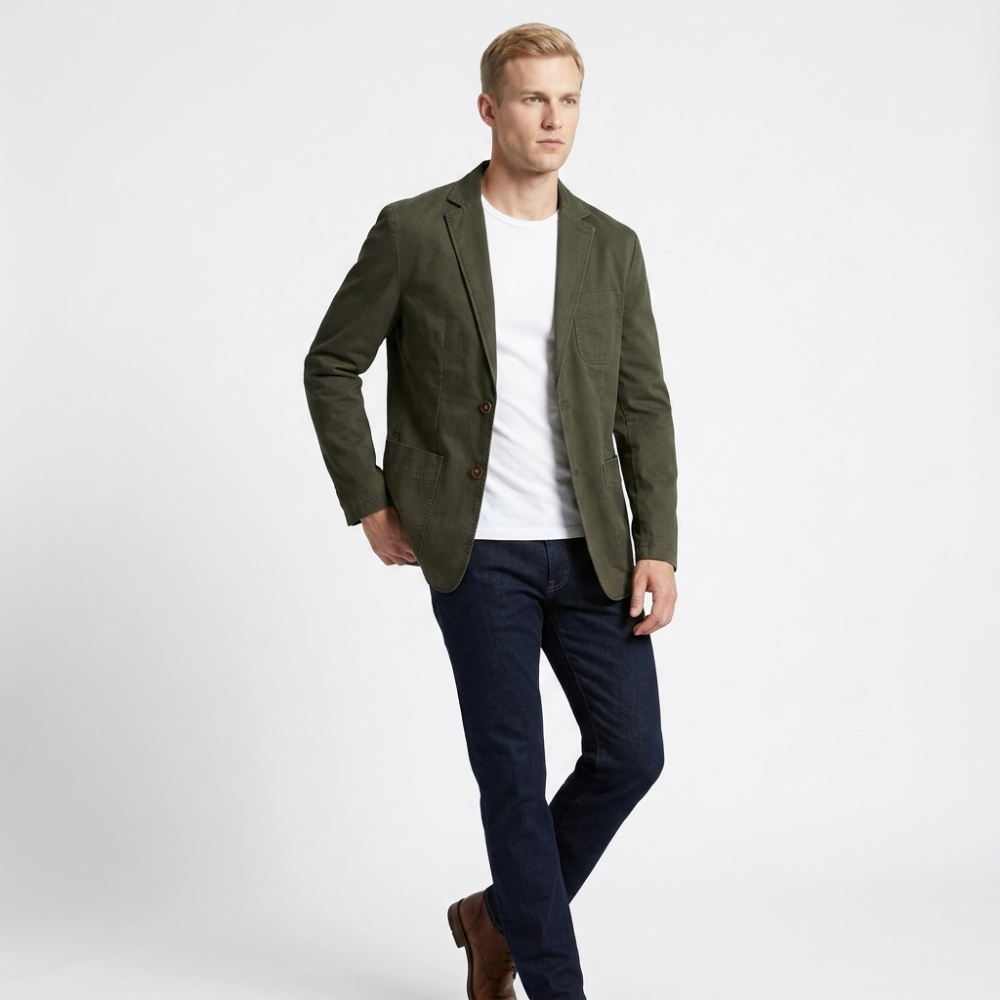 Harlow – Cotton Blazer — Army Green