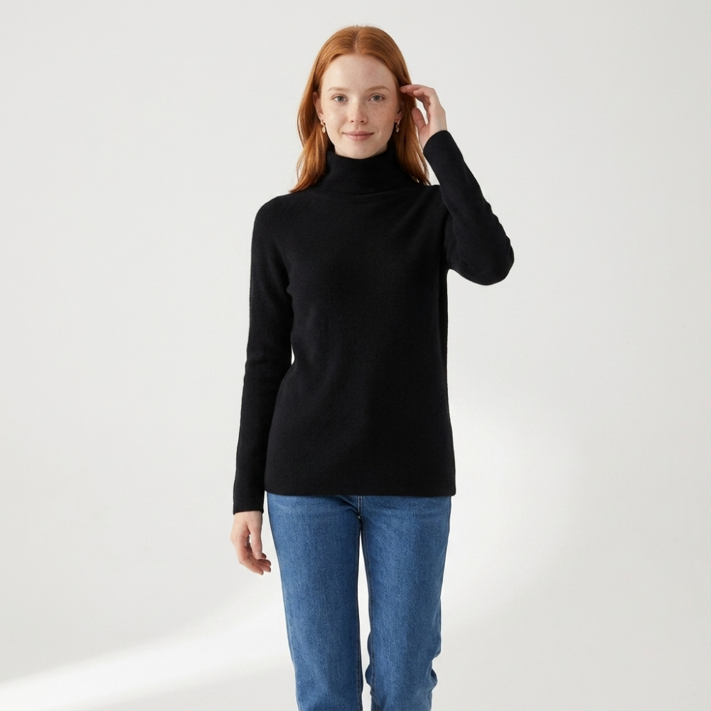 Bloom – Cashmere Turtleneck Sweater — Black