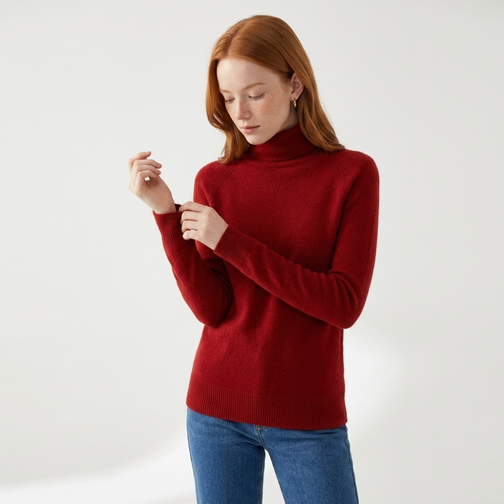 Bloom – Cashmere Turtleneck Sweater — Red