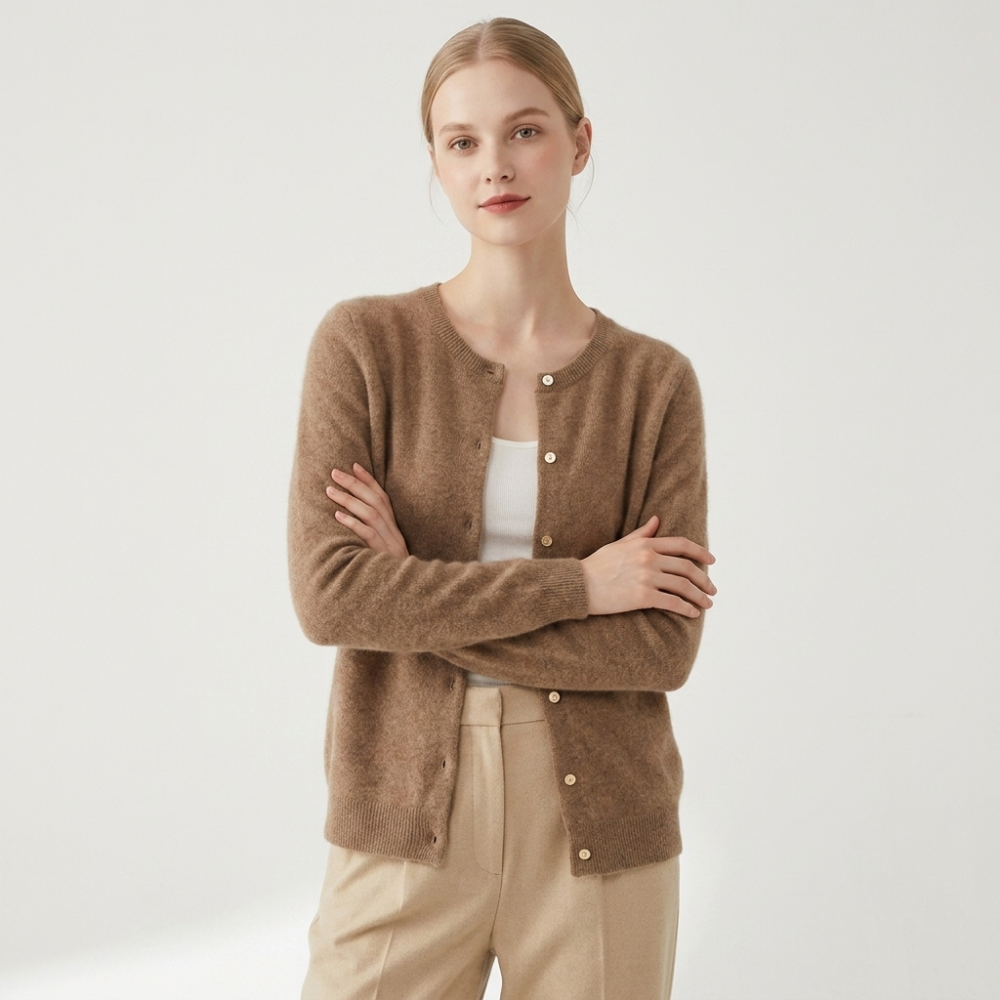 Rivermist – Cashmere Cardigan — Tan