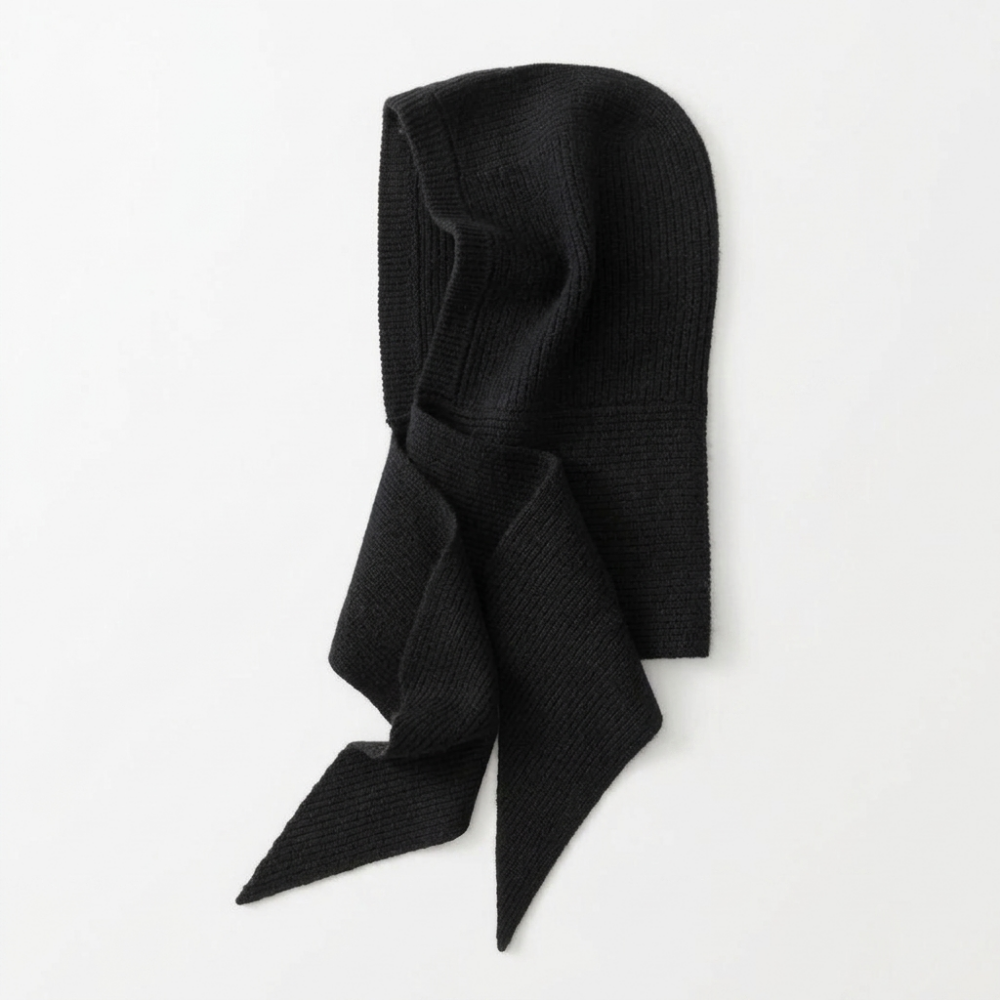 HarborVeil – Cashmere Wool Hood — Black