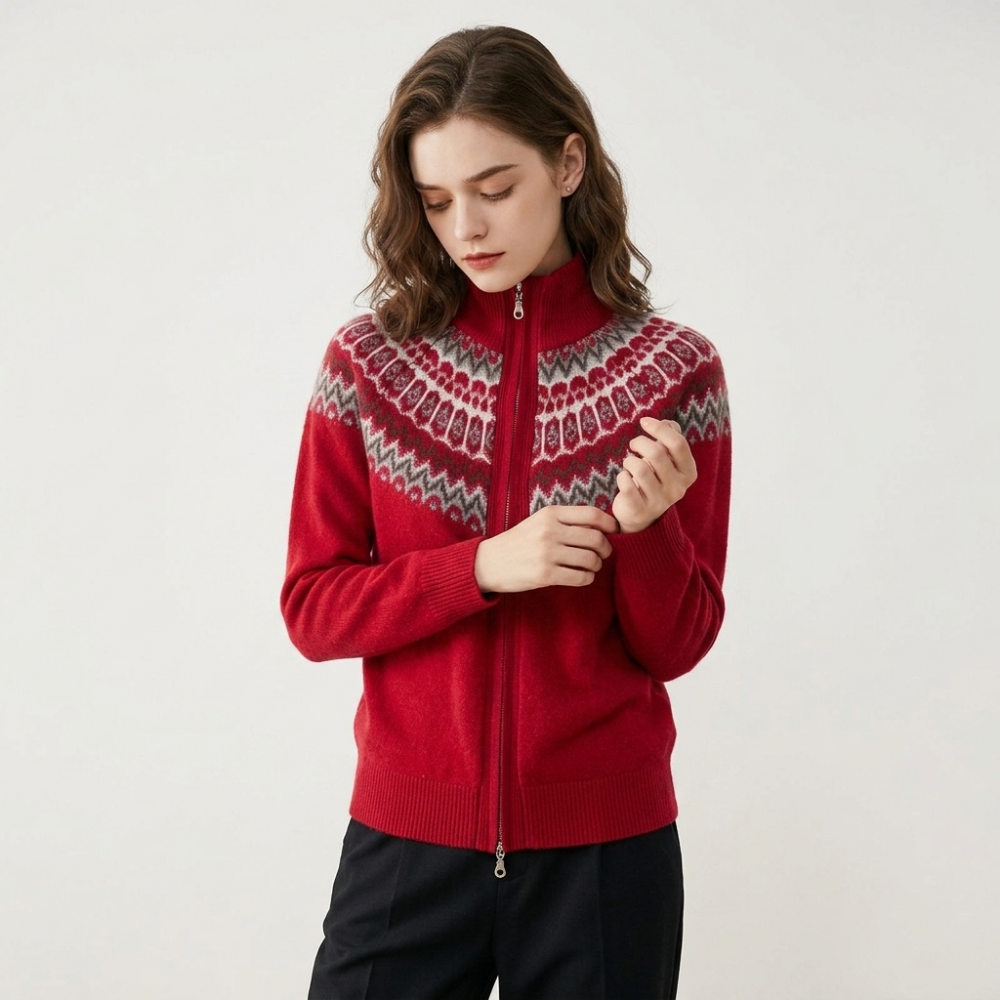 Windward – Cashmere Wool Cardigan — Wine Red
