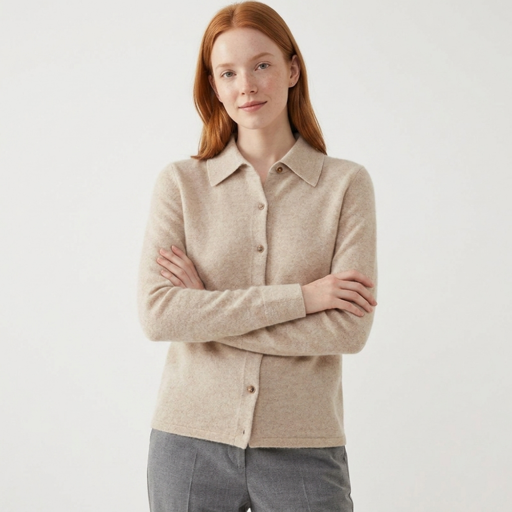 Loomstead – Cashmere Wool Cardigan — Light khaki