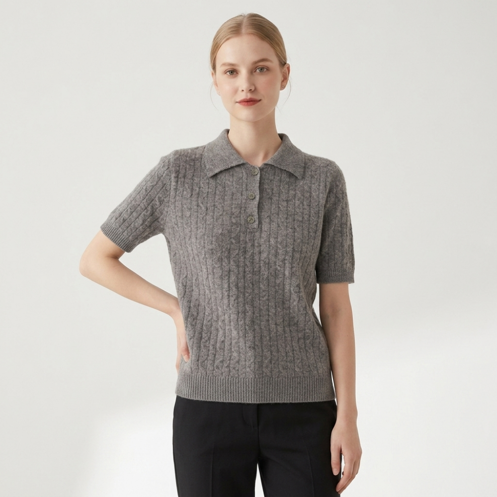 Solstice – Cashmere Wool Polo — Gray