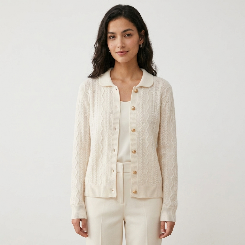 Wavecrest – Cashmere Wool Cardigan — White