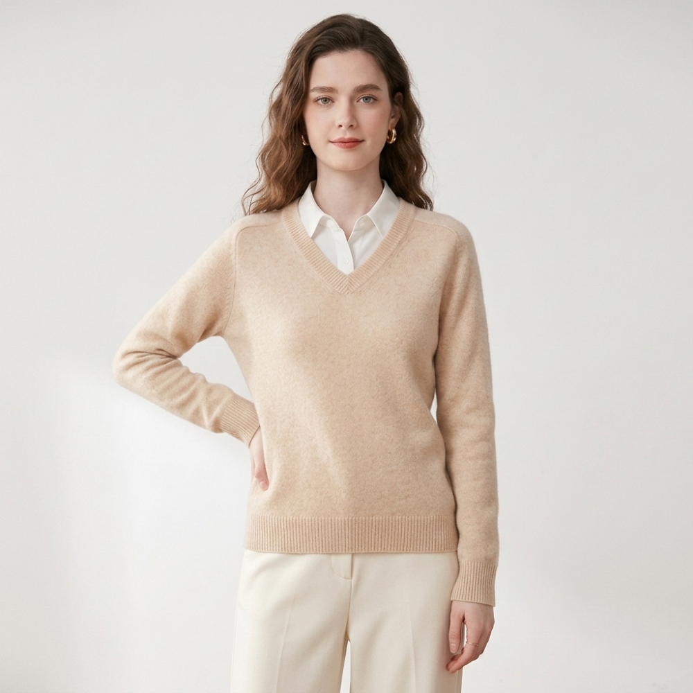 Cliffhaven – Cashmere Wool Sweater — Light khaki