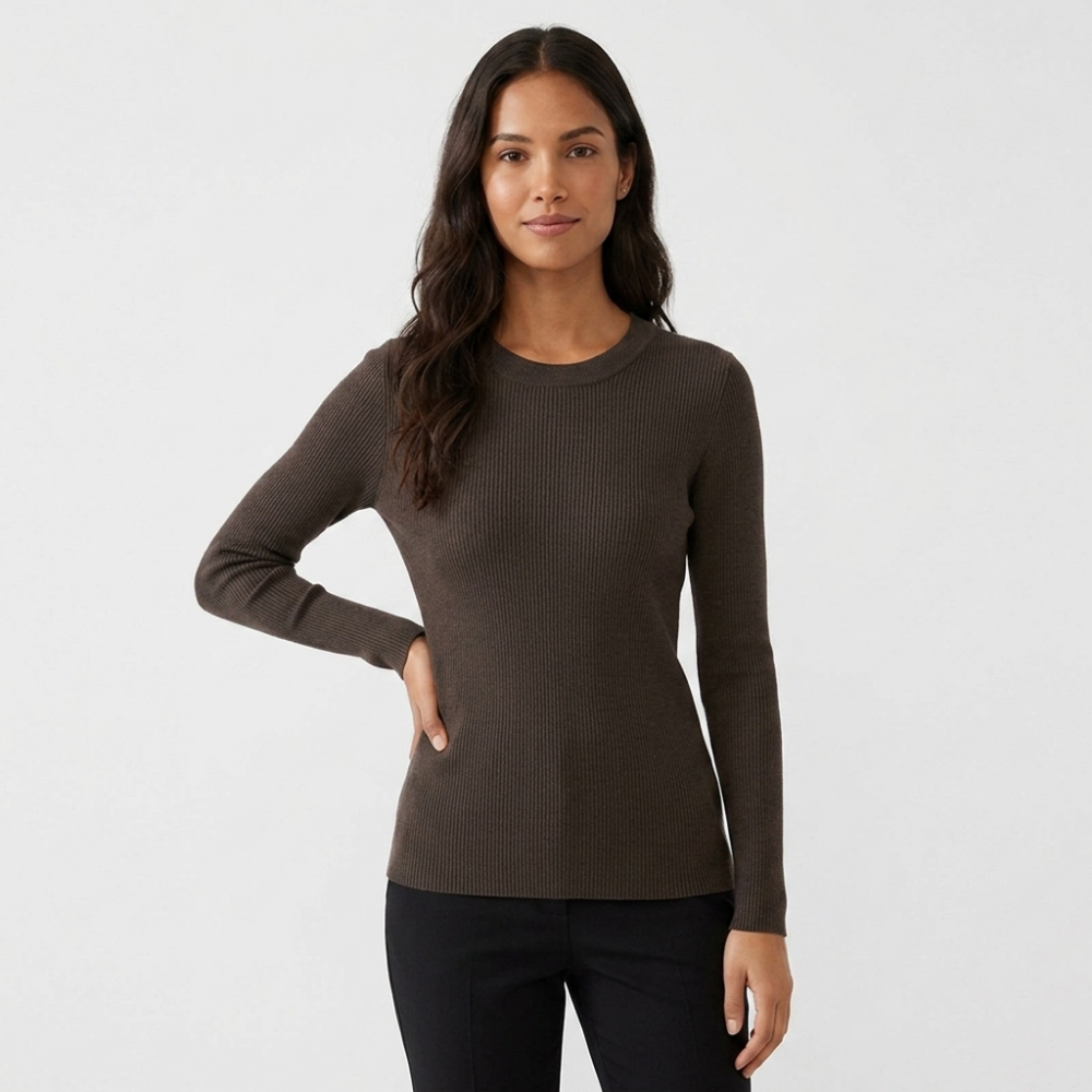 Quillstone – Mulberry Silk Sweater — Dark Brown