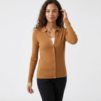 Baythread – Mulberry Silk Collared Cardigan — Caramel