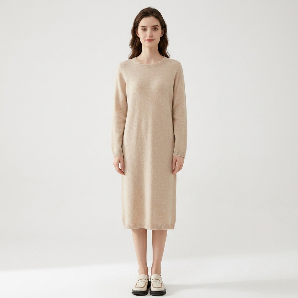 Crestloom – Cashmere Dress — Beige