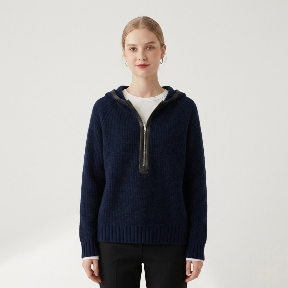 Bramble – Cashmere Wool Hoodie — Navy
