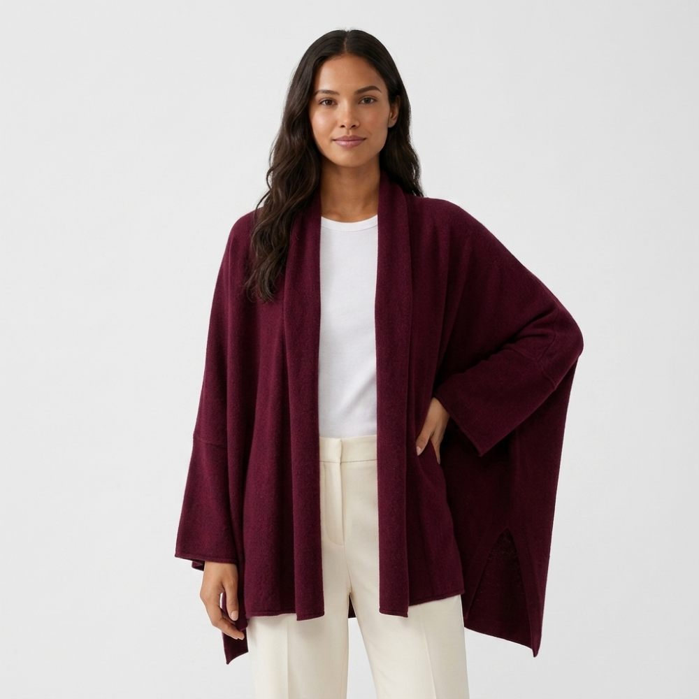 Hearthfall – Cashmere Wool Cardigan — Wine Red