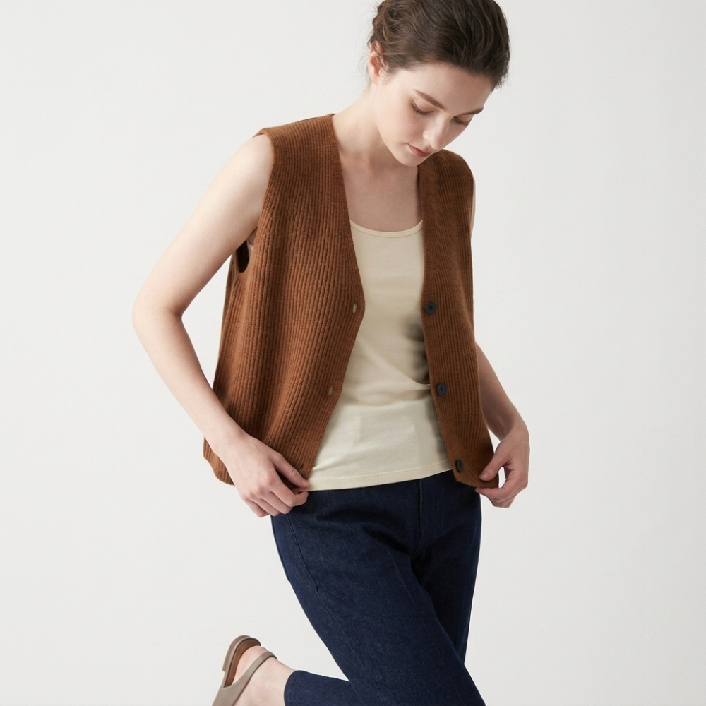 Windfell – Cashmere Wool Vest — Brown