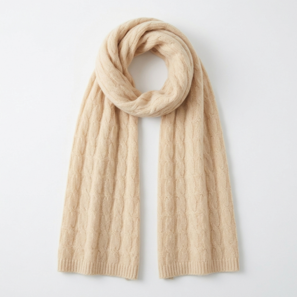 Crestwarp – Cashmere Wool Scarf — Beige