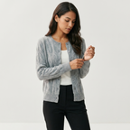 Ridgecable – Cashmere Wool Cardigan — Gray