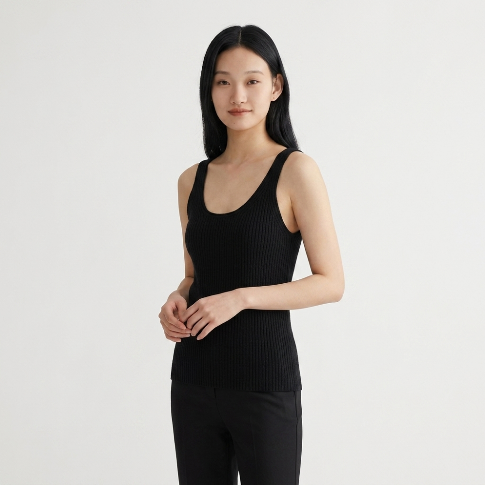 Fiona – Cashmere Wool Tank Top — Black