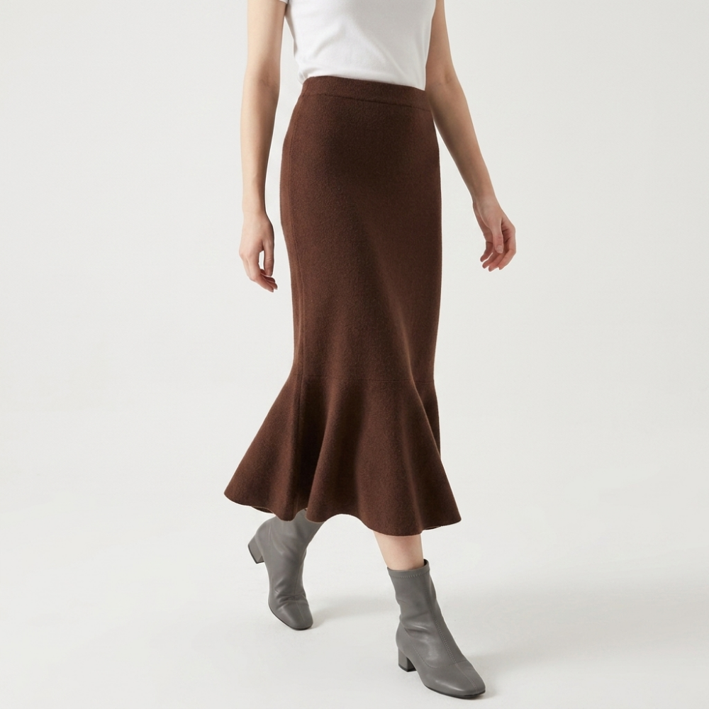 Briarcurve – Cashmere Wool Skirt — Brown