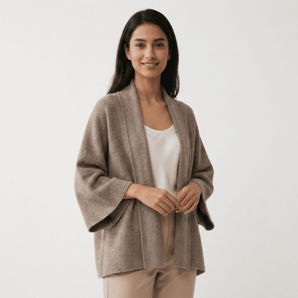 Valeharbor – Cashmere Wool Shawl Coat — Tan