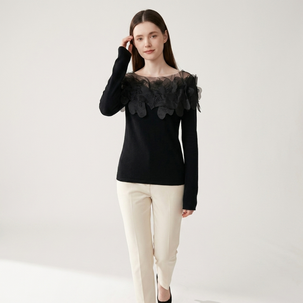 Shadowbloom – Cashmere Wool Sweater — Black