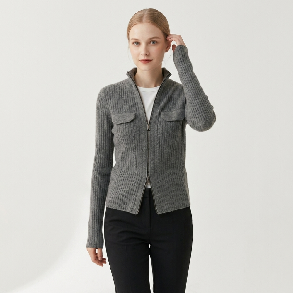 Calista – Cashmere Wool Cardigan — Gray