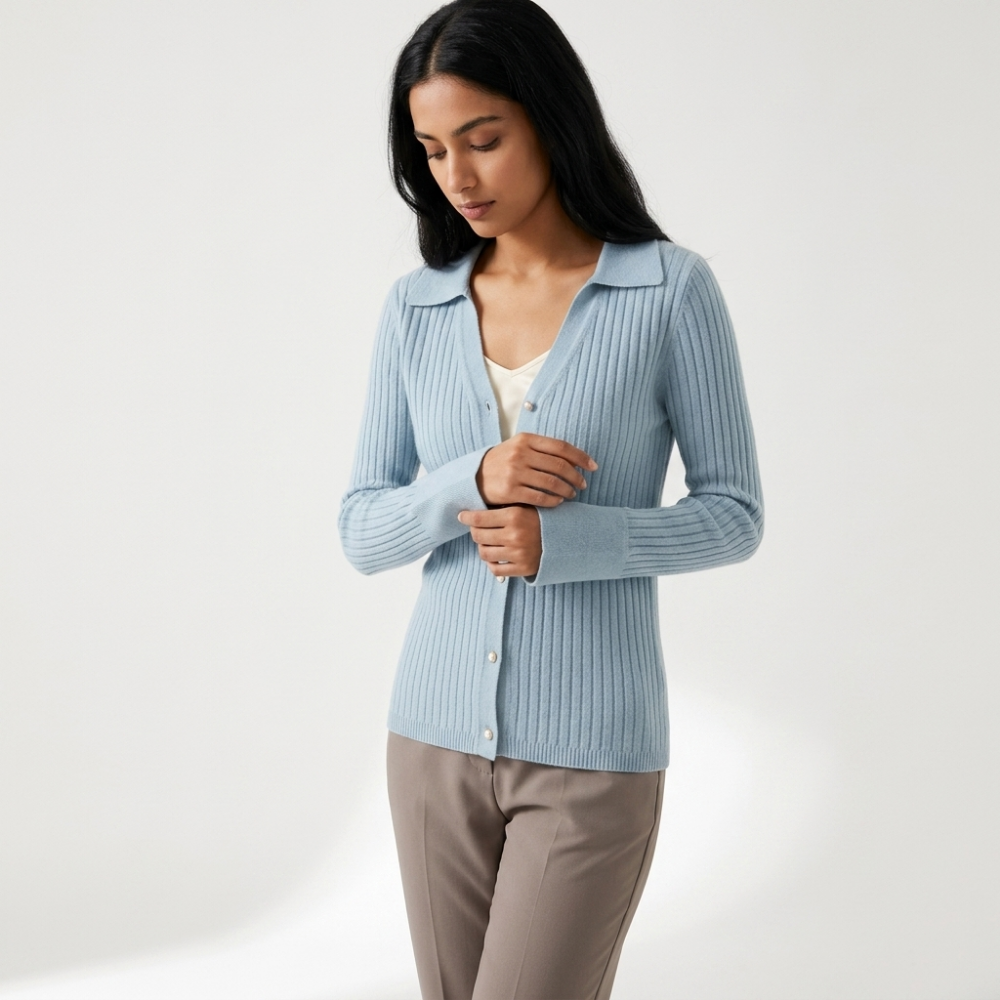 Emberhollow – Cashmere Wool Cardigan — Light Blue