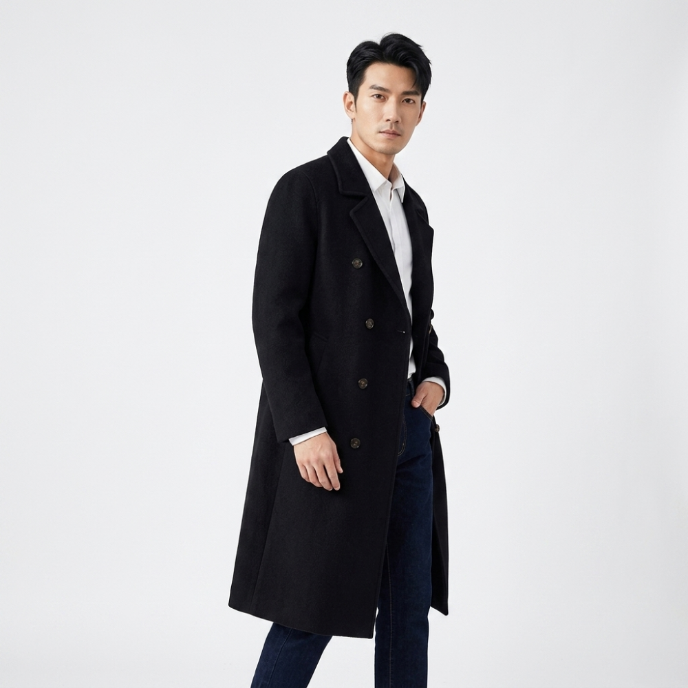 Slateforge – Cashmere Wool Overcoat — Black