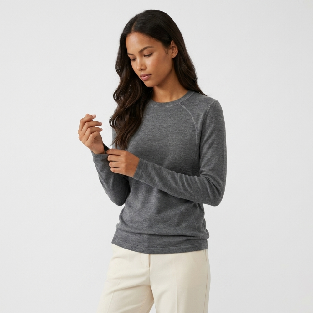Brooklane – Cashmere Wool Long-Sleeve Top — Gray