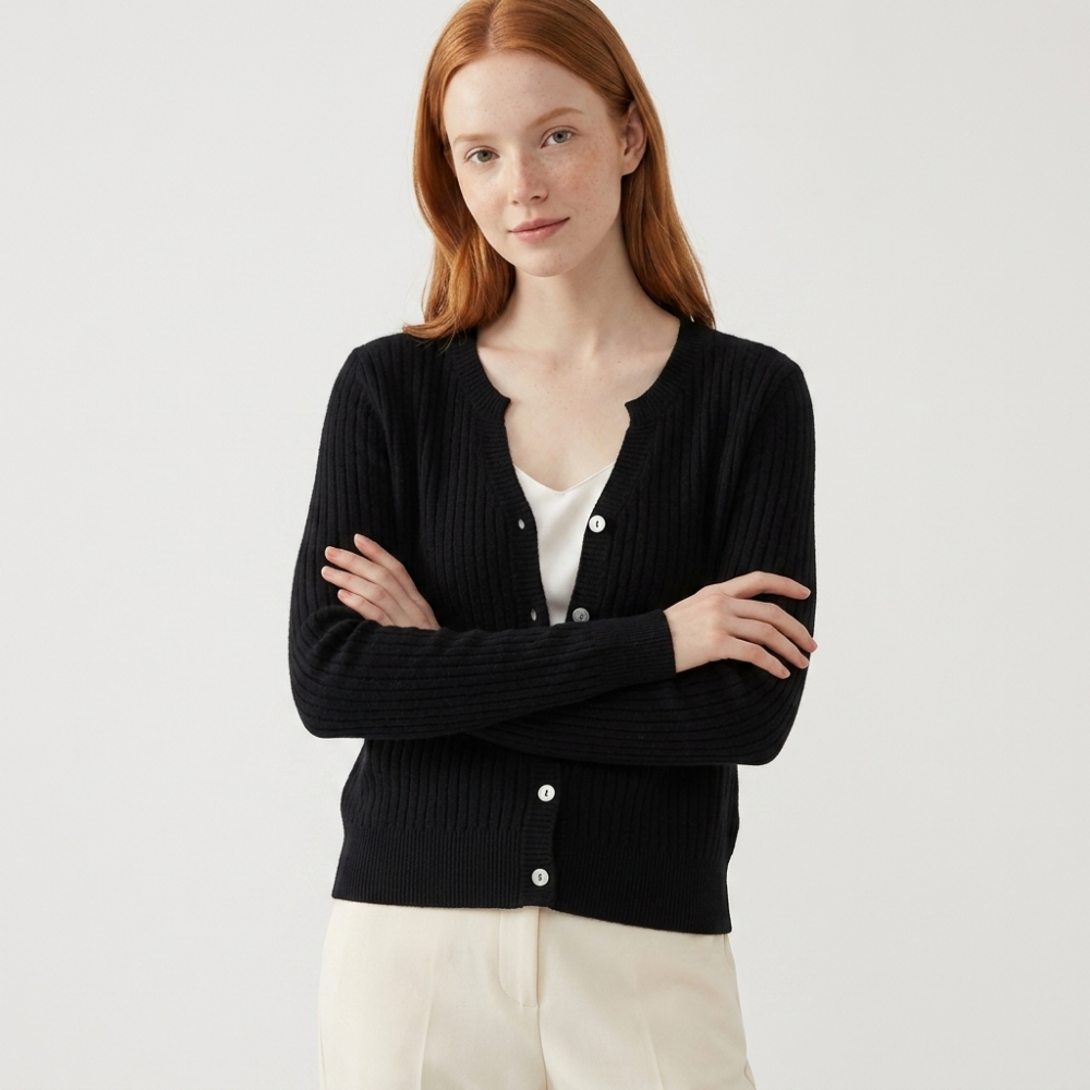 Greyhaven – Cashmere Wool Cardigan — Black