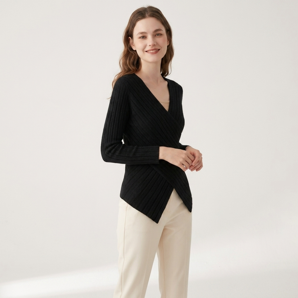 Crossveil – Cashmere Wool Top — Black
