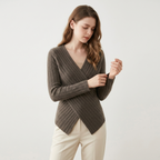 Crossveil – Cashmere Wool Top — Brown Gray