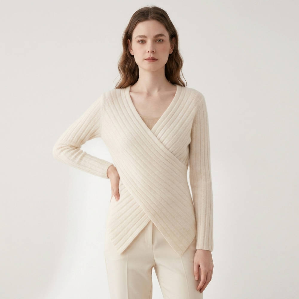 Crossveil – Cashmere Wool Top — White