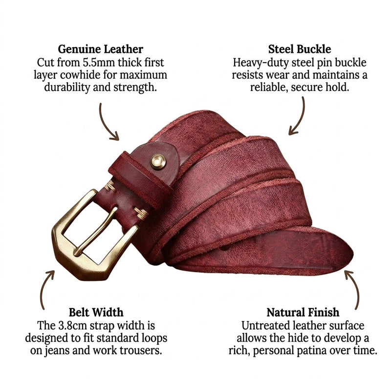 Hamlin – Heavy-Duty Pin Buckle Belt infographic