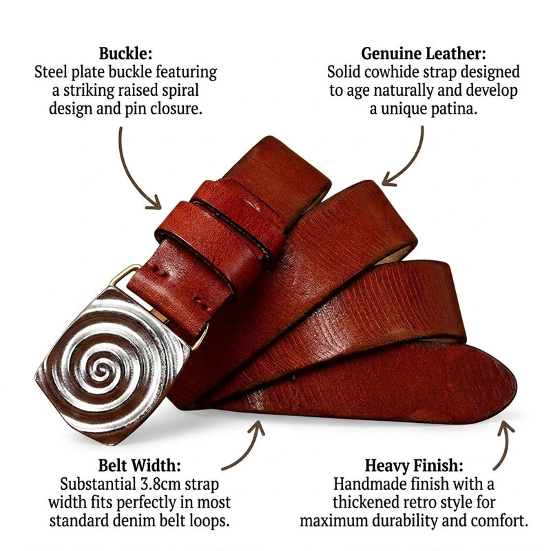 Sutton – Spiral Plate Leather Belt infographic