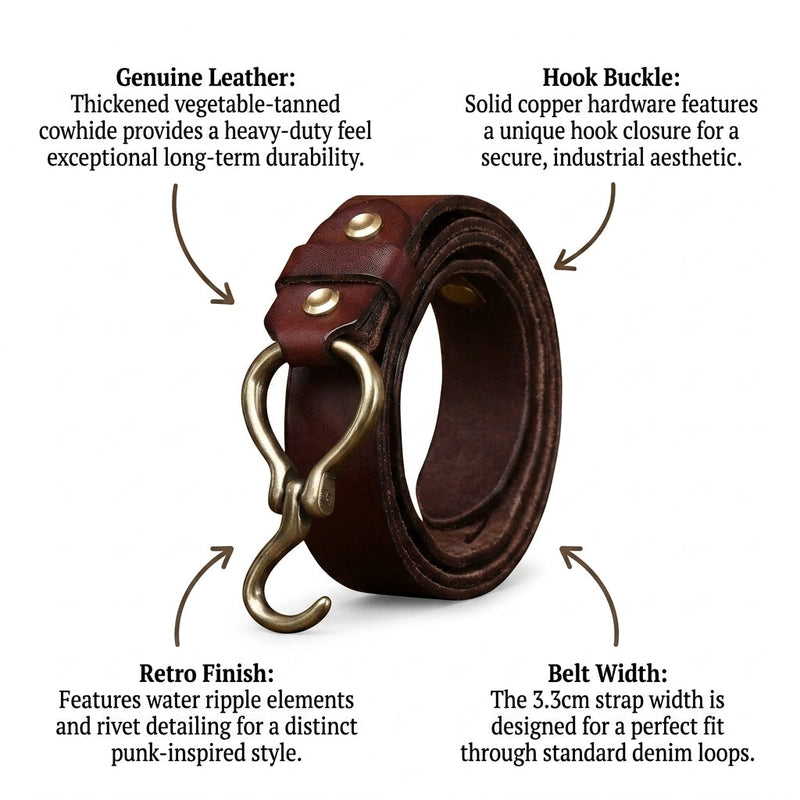 Duncan – Hook Buckle Leather Belt infographic