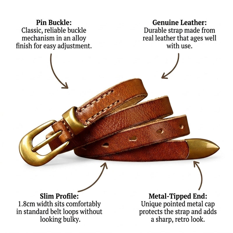 Vera – Pin Buckle Leather Belt infographic