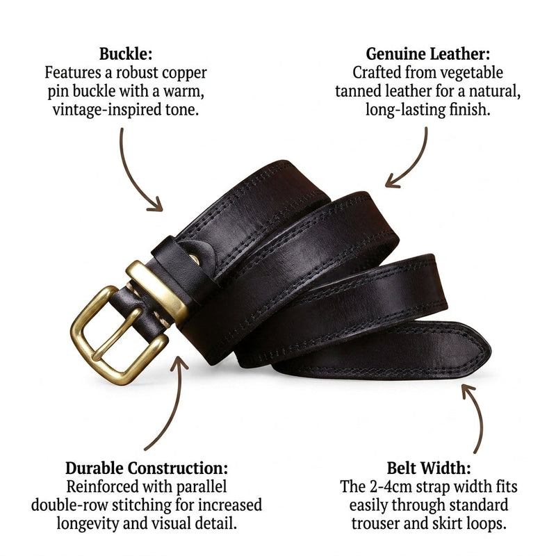 Primrose – Stitched Leather Belt infographic
