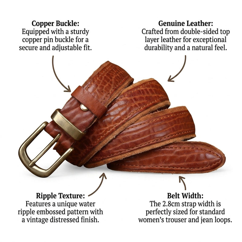 Wynne – Textured Pin Buckle Leather Belt infographic