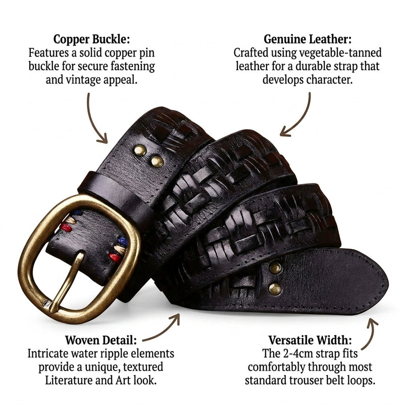 Haskell – Woven Pin Buckle Leather Belt infographic