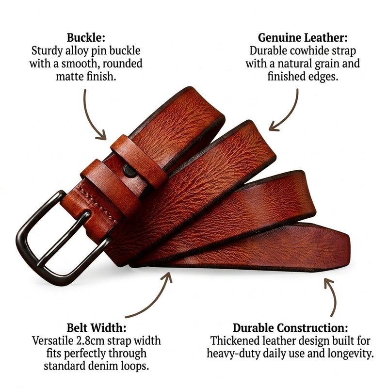 Pin Buckle Leather Belt infographic