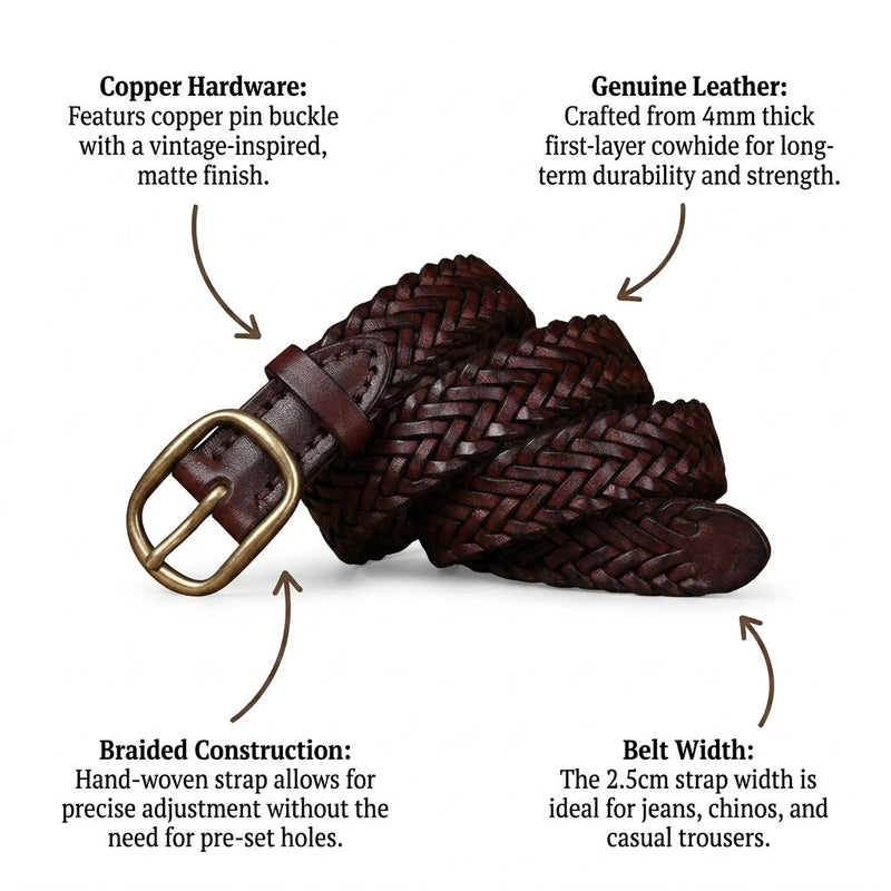 Ione – Braided Leather Belt infographic